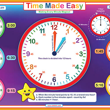 telling time learning placemat for kids analog clock practice Tot Talk