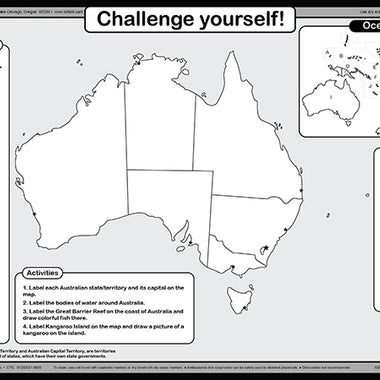 Australia map placemat coloring side