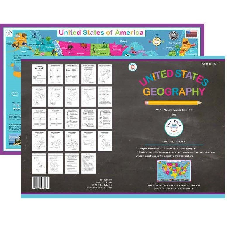 USA Geography Mat and Workbook Learning Set