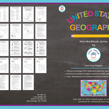 USA states and capitals workbook interior pages with map activities