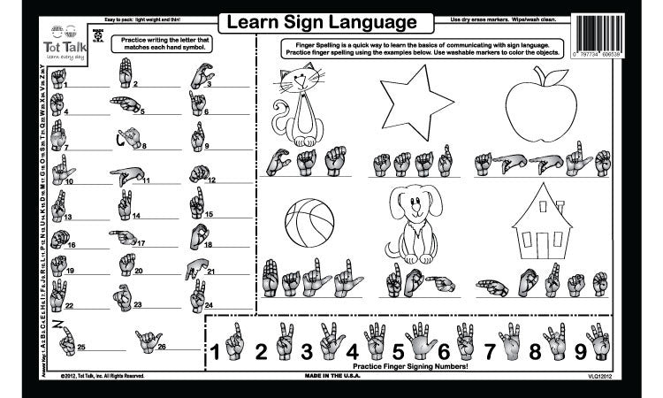 Learn Sign Language Placemat