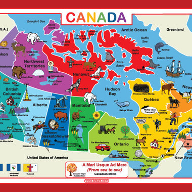 Canadian provinces map placemat for kids