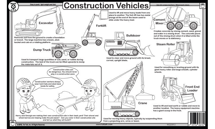 Construction Vehicles Placemat