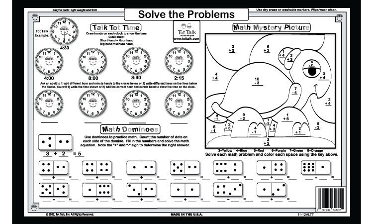 First Grade Math Placemat