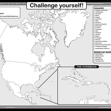 North America blank outline map for kids to label