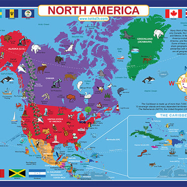 Educational North America map placemat for kids