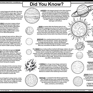 Meet the Dinosaurs coloring placemat with dinosaur facts, pronunciation guides, and fossil discovery information