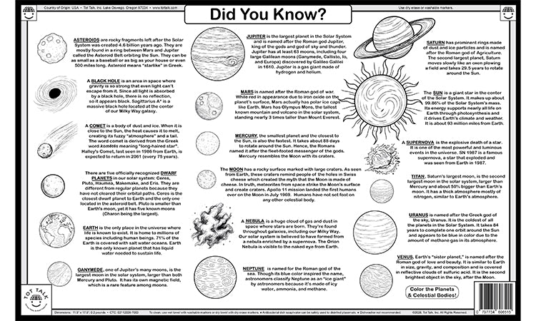 Meet the Dinosaurs coloring placemat with dinosaur facts, pronunciation guides, and fossil discovery information
