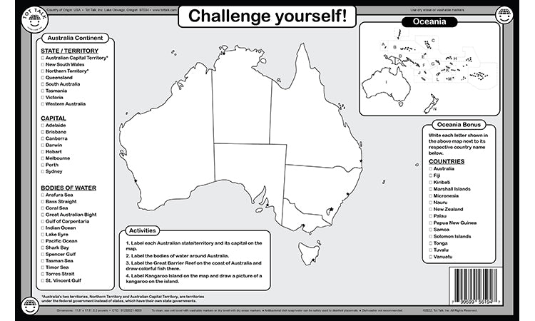 Australia Educational Placemat