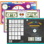 Money and Time learning set for kids with educational placemats and mini workbook by Tot Talk
