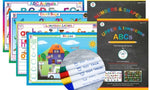 Preschool and kindergarten learning set with reusable placemats, mini workbooks and washable markers by Tot Talk