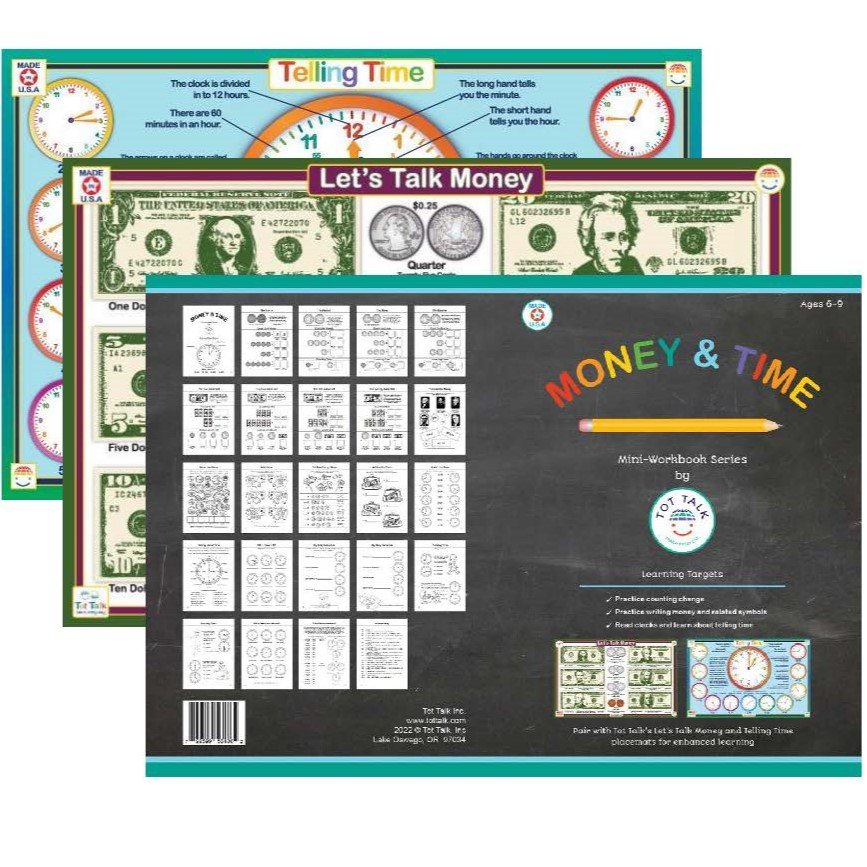 Money and Time Workbook and Placemat Gift Set Bundle