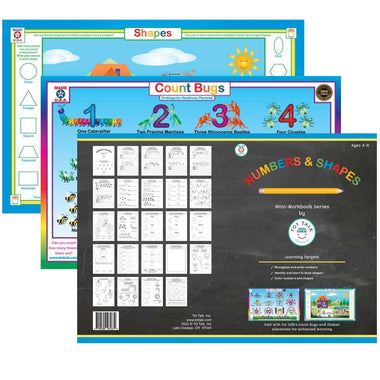 Numbers and Shapes Workbook and Placemat Gift Set Bundle