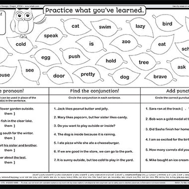 grammar practice worksheet placemat for kids punctuation and pronouns Tot Talk