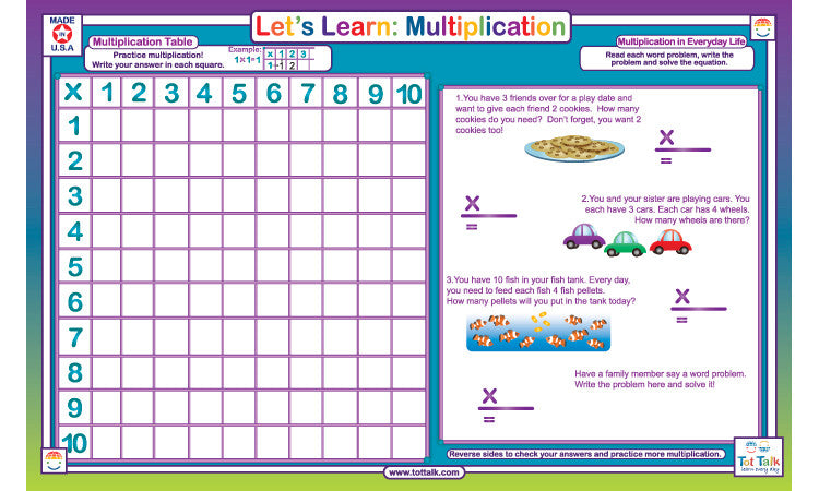 Let's Learn: Multiplication Placemat